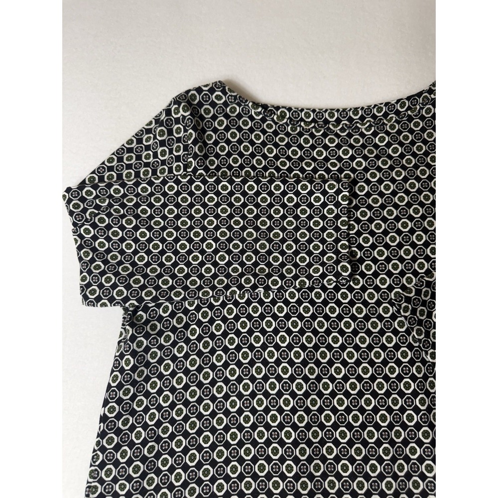 J. Jill Wearever 3/4 Sleeve Shift Dress Size Small Black Green Geo